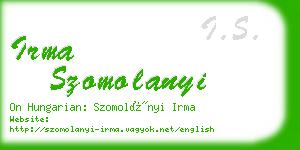 irma szomolanyi business card